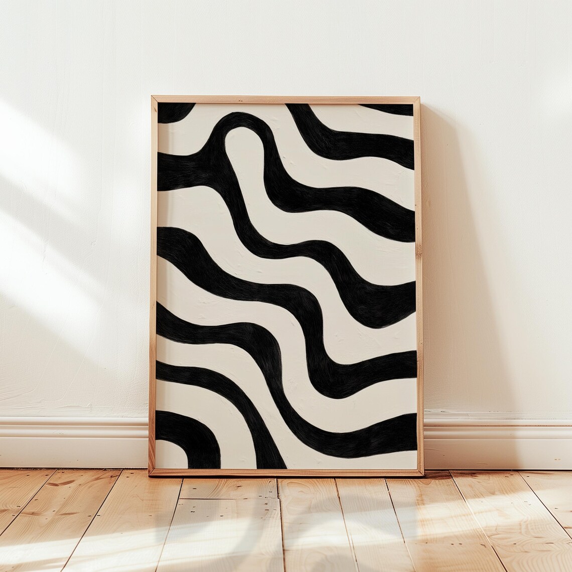Abstract Wavy Stripes, Mid-Century Line Art