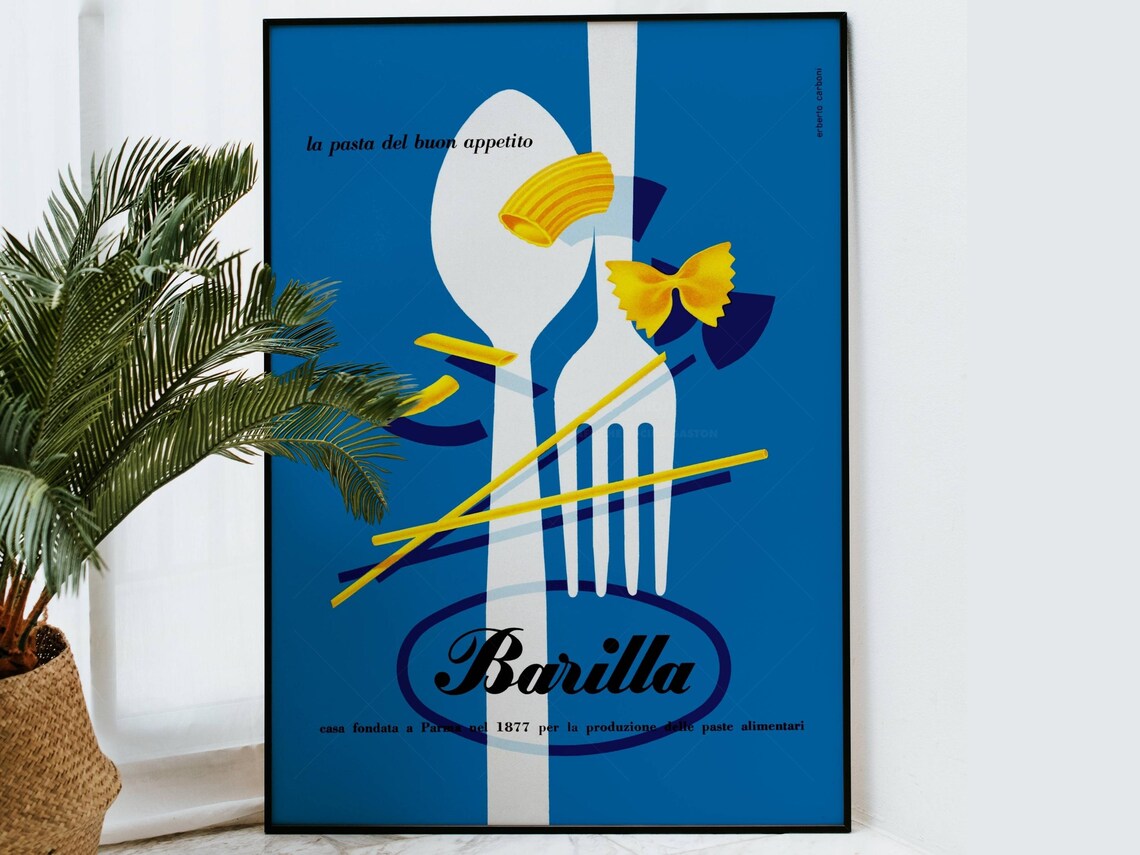 Vintage Retro Pasta Italy Travel Poster Print - Image 2