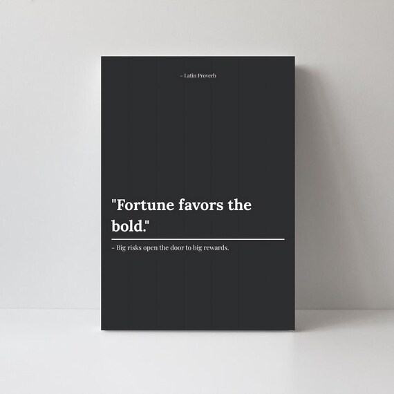 Fortune Favors The Bold Poster Latin Proverb Art Motivational Quote Wall Minimalistic Decor Modern Success