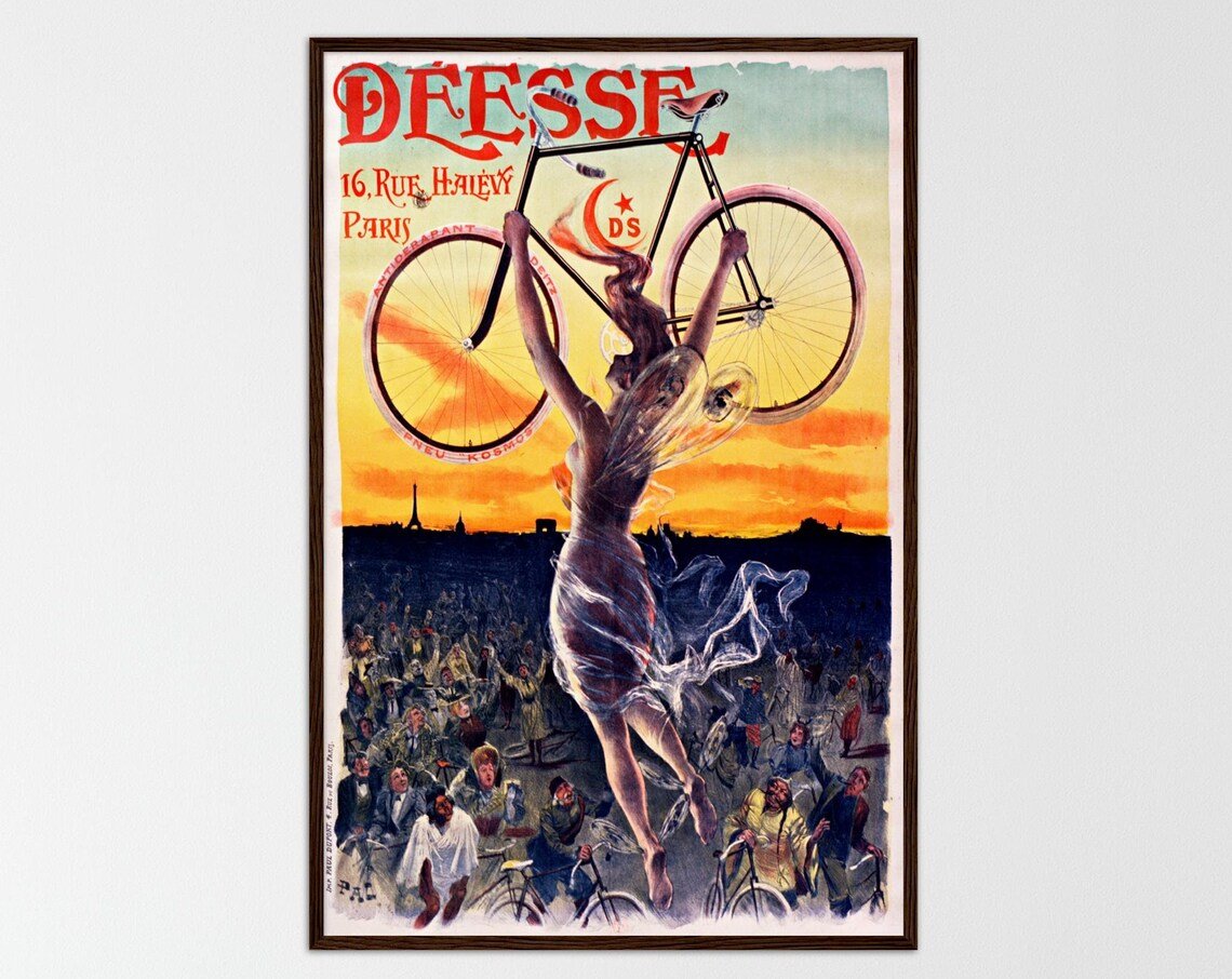 Vintage Cycling Advertisement, Retro Boho Art Print