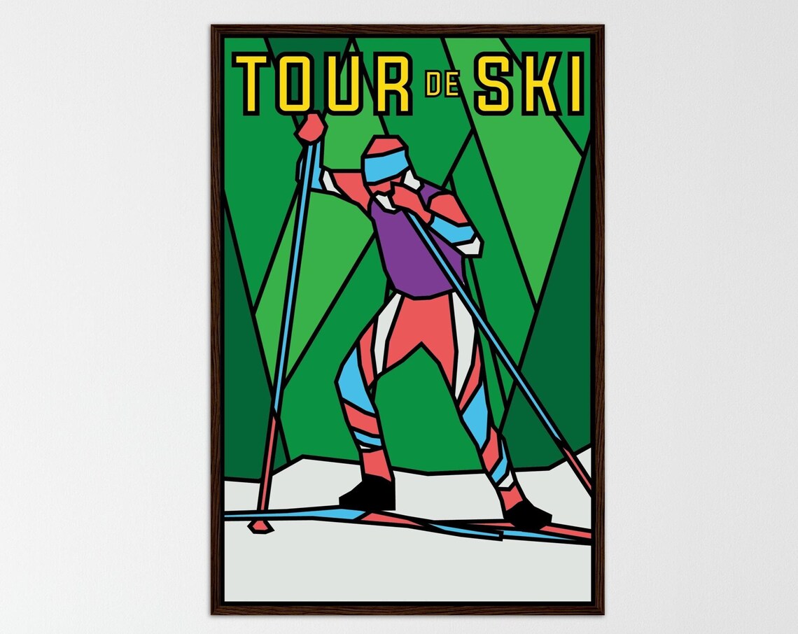 Vintage Skiing Travel Poster, Ski Gift For Him