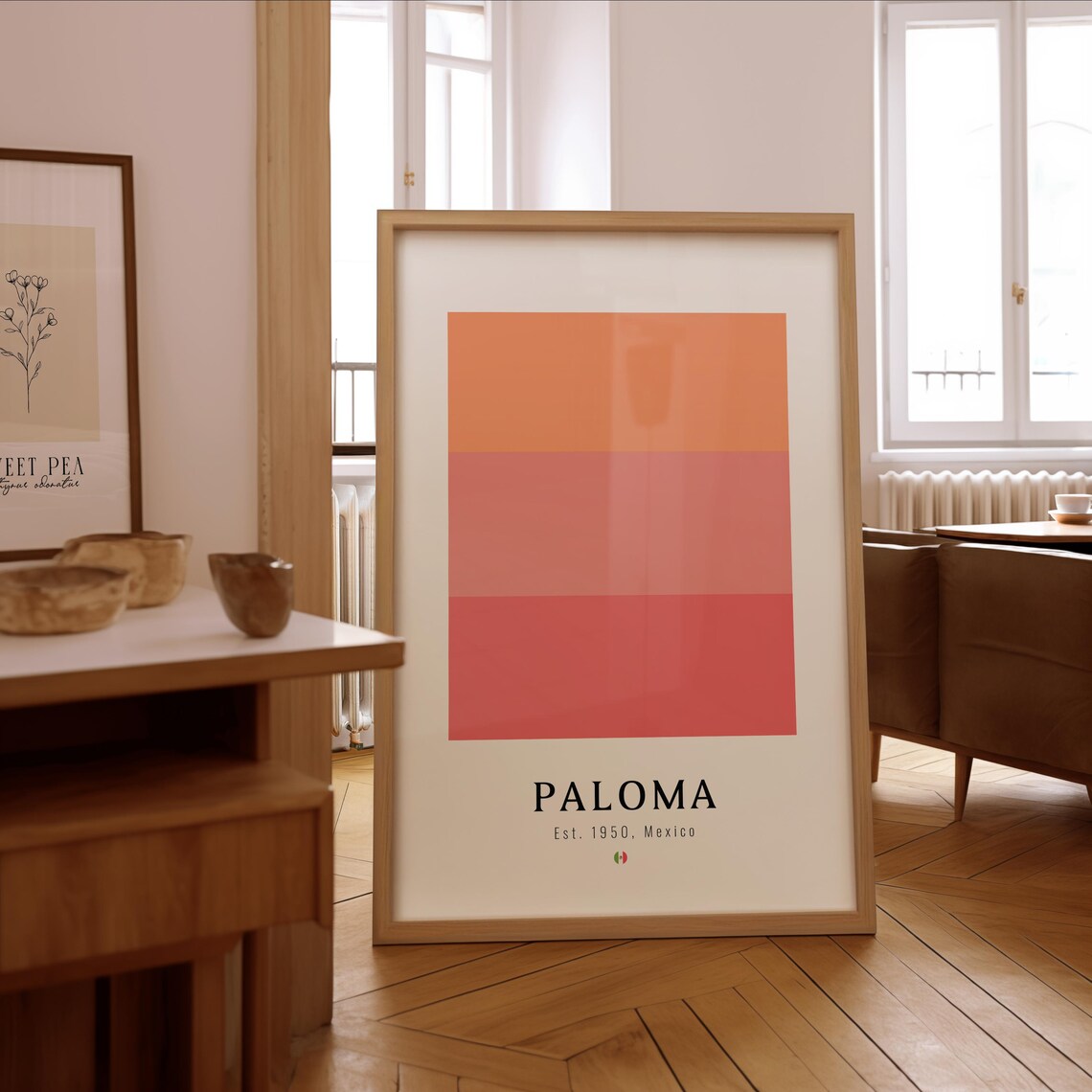 Paloma Cocktail Minimalist Art Print, Bar Decor