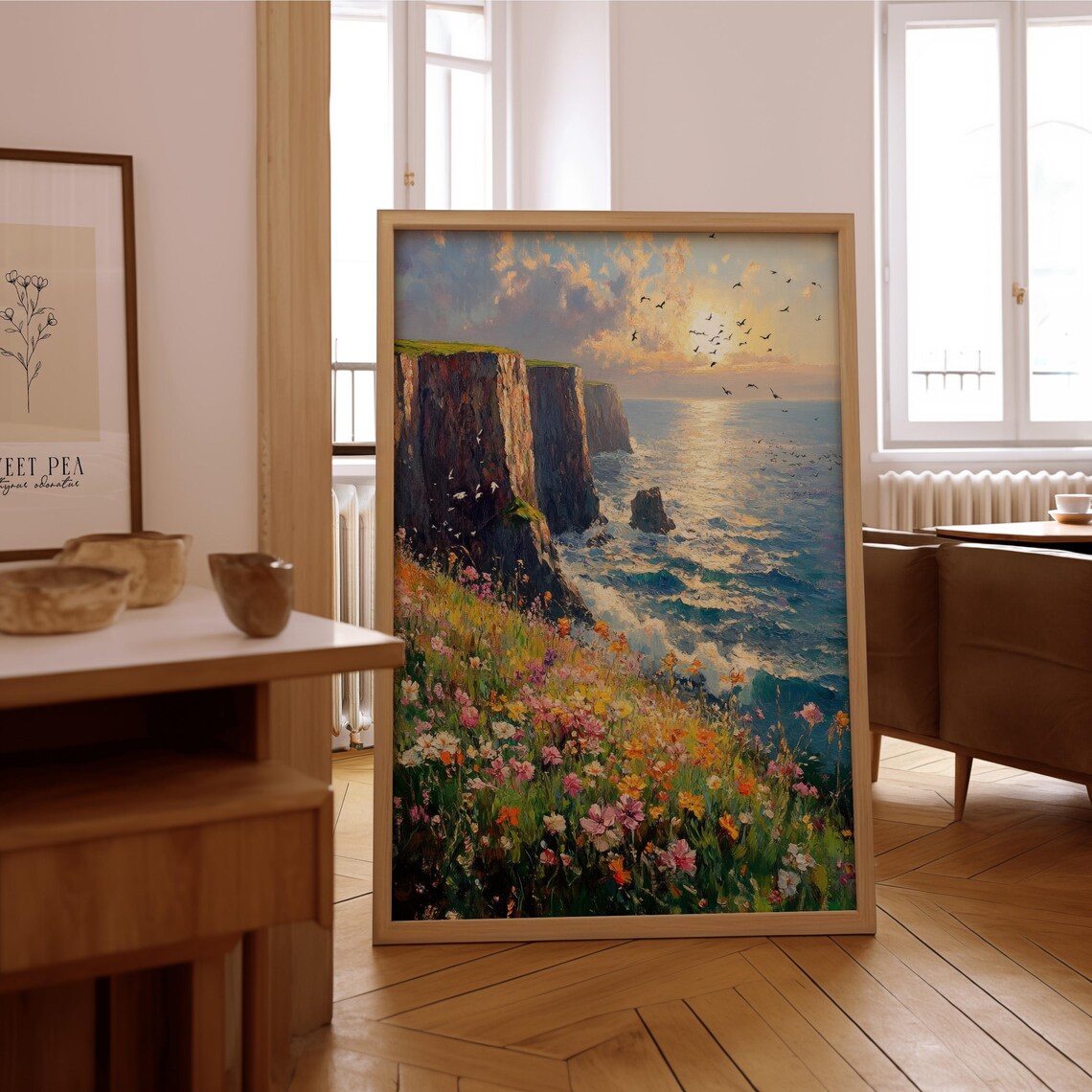 Impressionist Coastal Cliff, Vintage Oil Painting Art Print