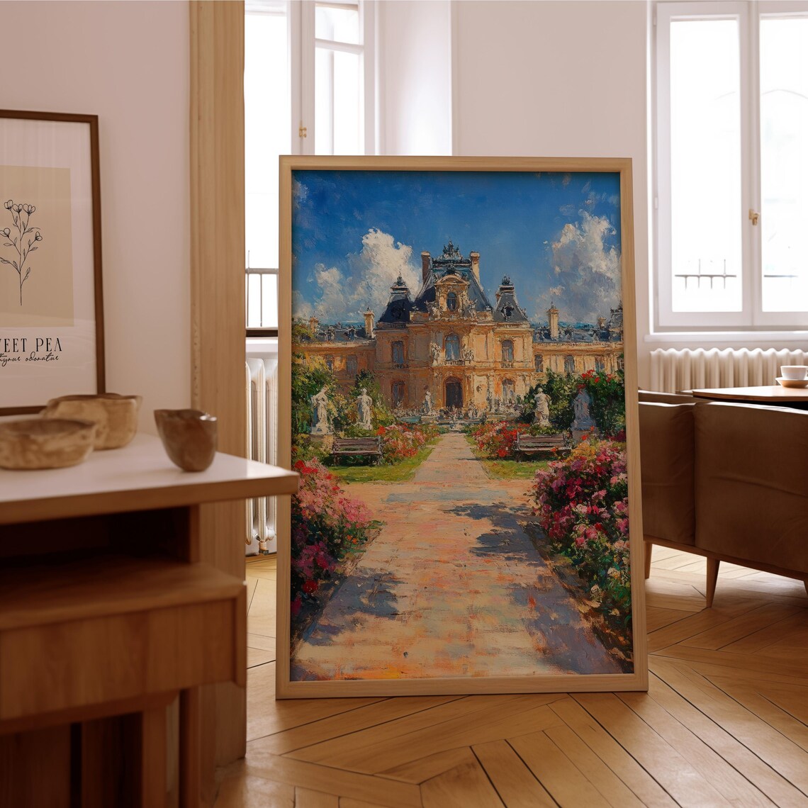 Impressionist Chateau Garden Vintage Oil Painting Poster