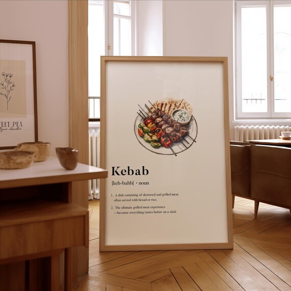 Kebab Definition Poster, Gourmet Kitchen Wall Art