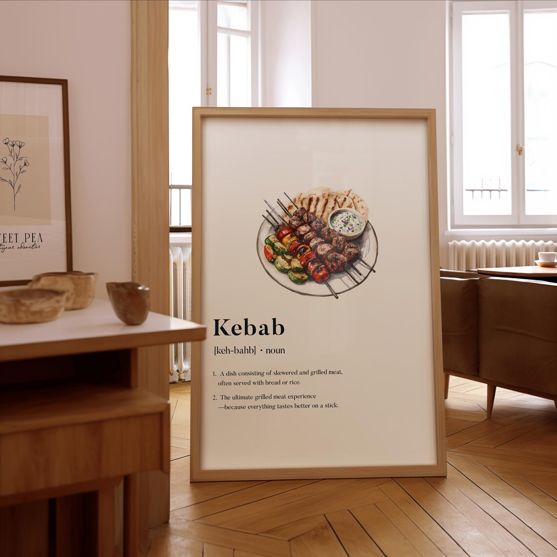 Kebab Definition Poster, Gourmet Kitchen Wall Art
