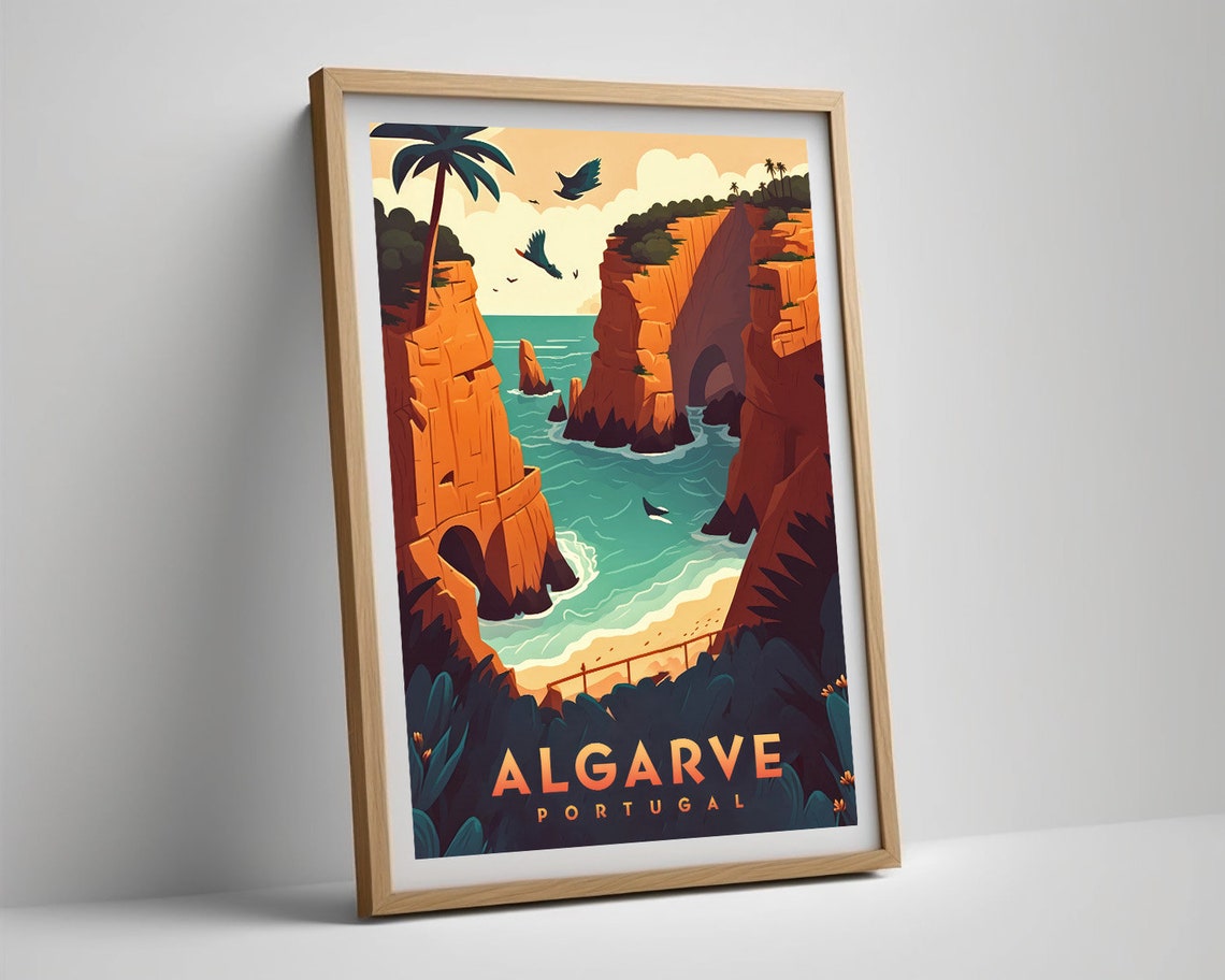 Algarve Portugal Travel Poster Algarve Portugal Wall Art Print Algarve Portugal Painting Illustration Algarve Portugal Watercolor - Image 5
