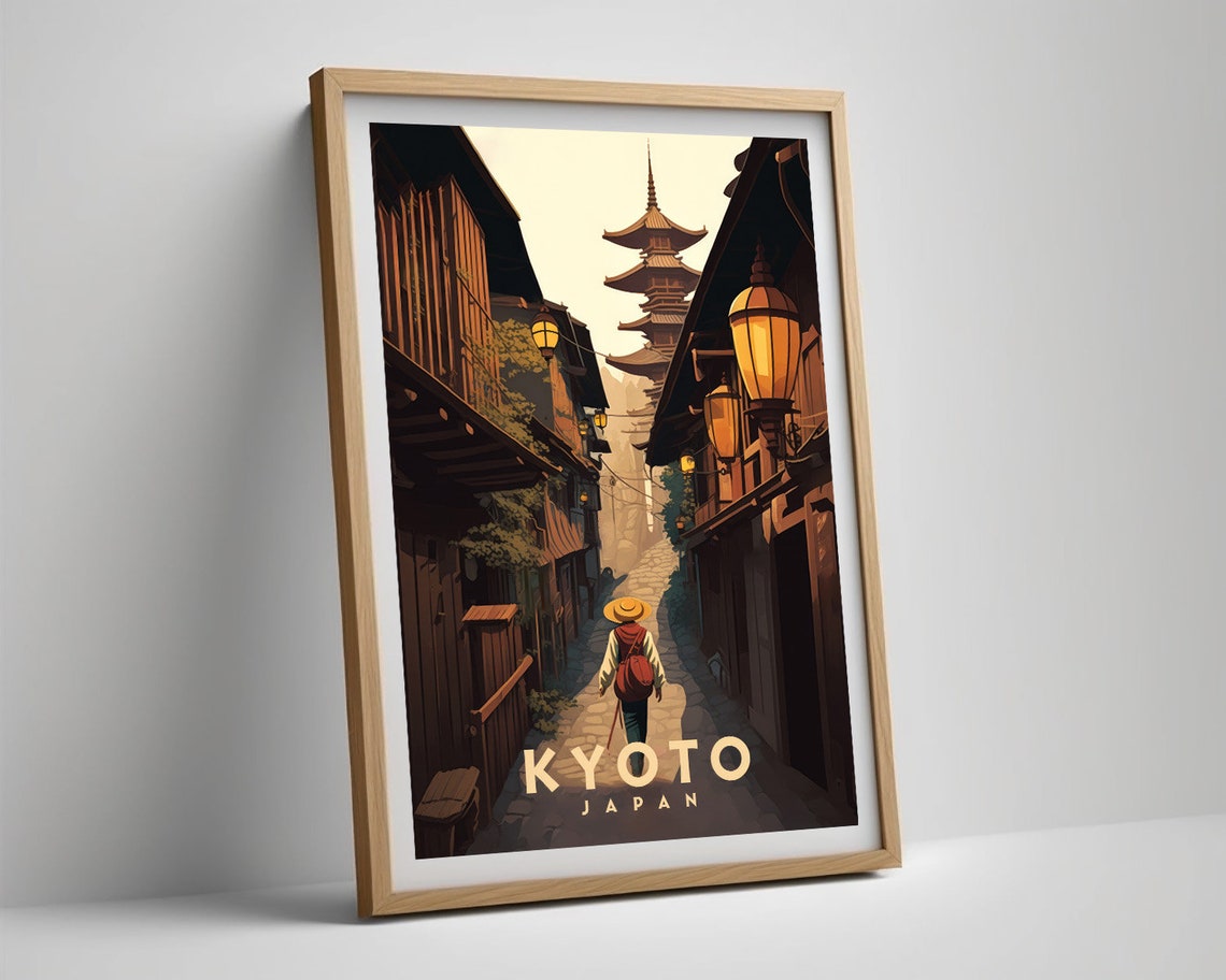 Kyoto Japan Travel Poster Kyoto Japan Wall Art Print Kyoto Japan Painting Illustration Kyoto Japan Old Town Watercolor Home Decor - Image 5