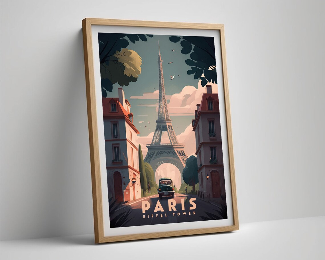 Paris Eiffel Tower Travel Poster, France Wall Art Print - Image 5