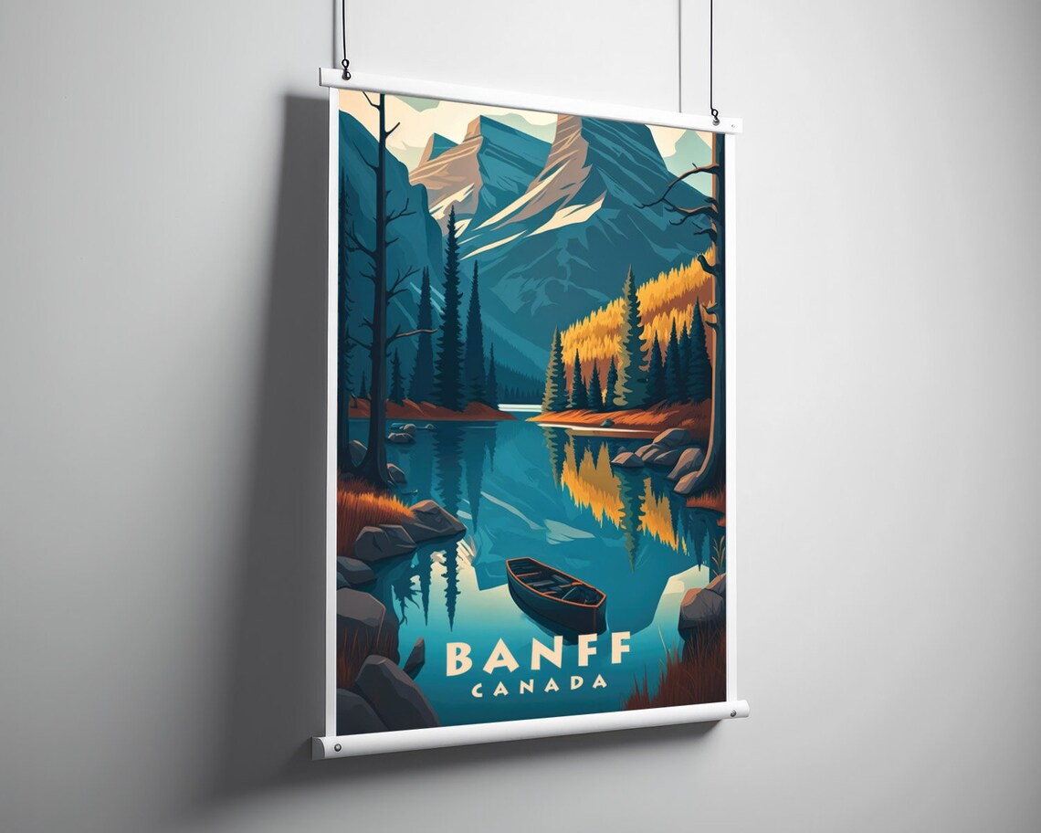 Banff Canada Alpine Lake Canoe Vintage Travel Poster Rockies - Image 5