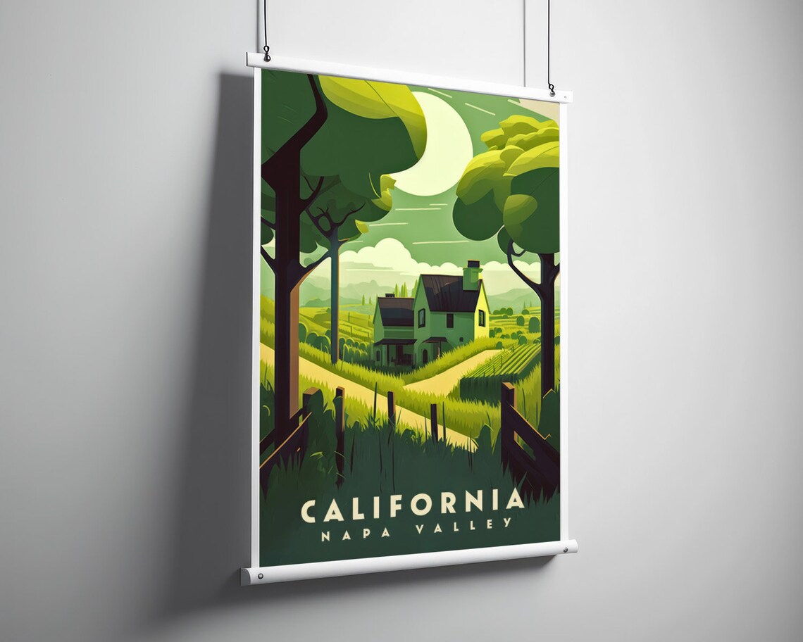 Napa Valley Travel Poster California Wall Art Print Napa Valley Napa Valley Painting Illustration California California Home Decor - Image 3