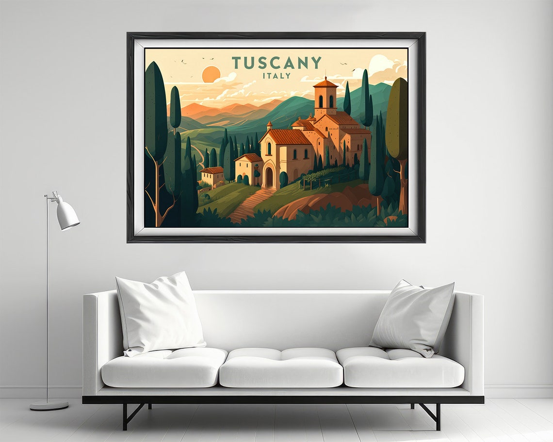 Tuscany Italy Travel Poster Tuscany Italy Wall Art Print Tuscany Italy Painting Tuscany Illustration Tuscany Watercolor Home Decor - Image 4