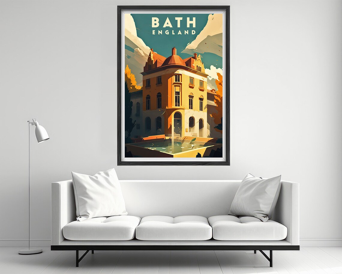 Bath England Georgian Bathhouse Vintage Travel Poster Thermal Pool - Image 2