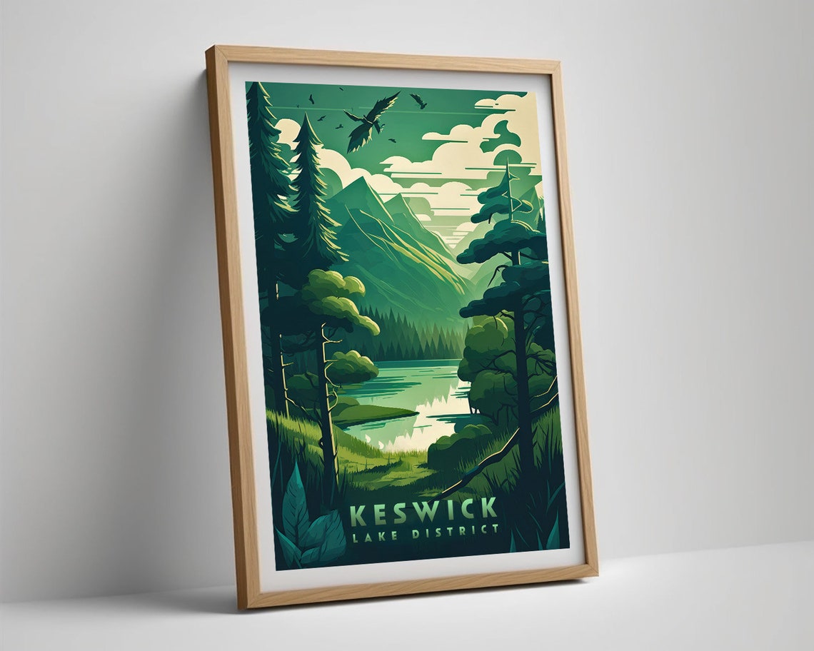 Keswick Travel Poster Keswick Print Keswick Wall Art Print Keswick Lake District Keswick Painting Keswick Illustration Keswick Watercolor - Image 5