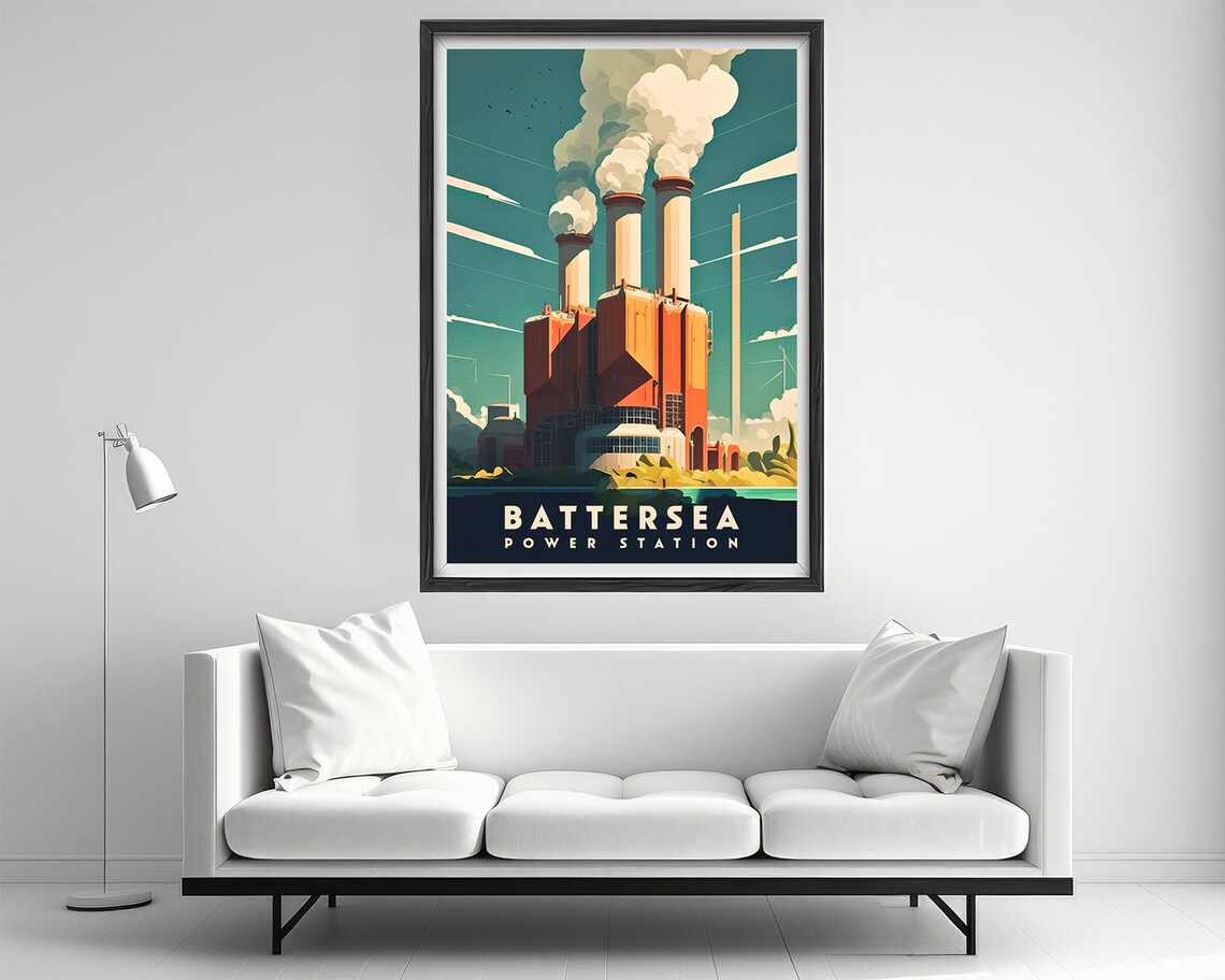 Battersea Power Station London Industrial Vintage Travel Poster - Image 2