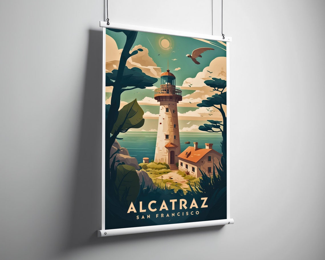 Alcatraz Island San Francisco Lighthouse Coastal Travel Poster - Image 3