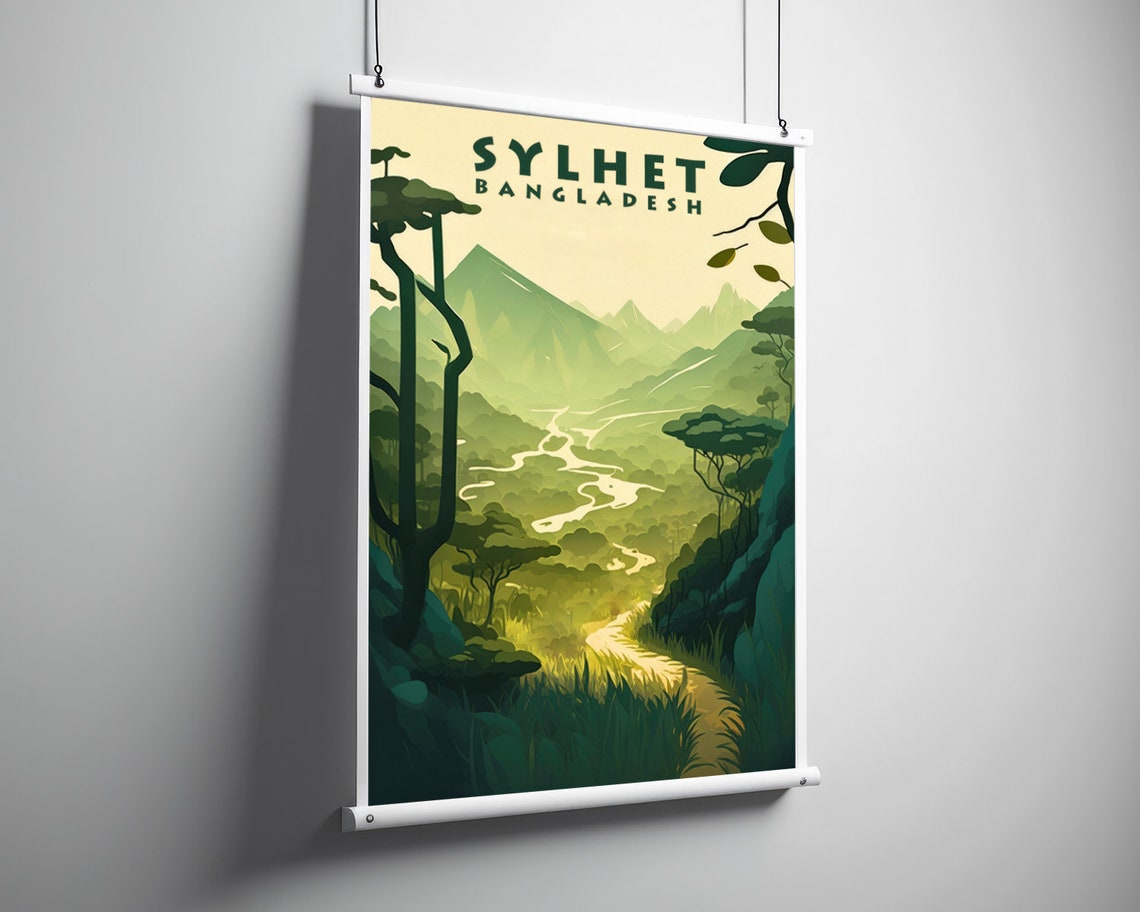 Sylhet Bangladesh Travel Poster Sylhet Bangladesh Wall Art Print Bangladesh Painting Illustration India Sylhet Sylhet Home Decor - Image 3