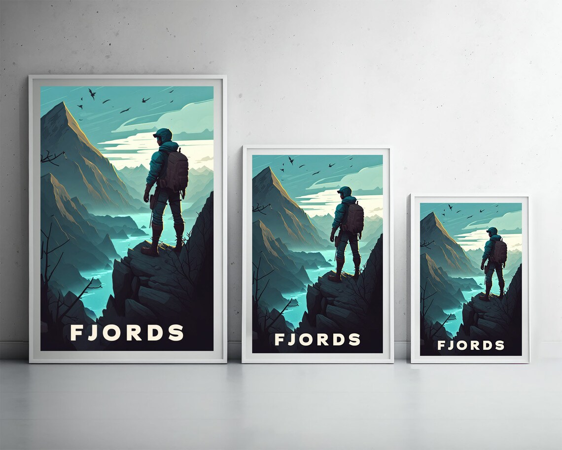 Norway Fjords Hiker Scenic Mountain View Adventure Travel Poster - Image 4