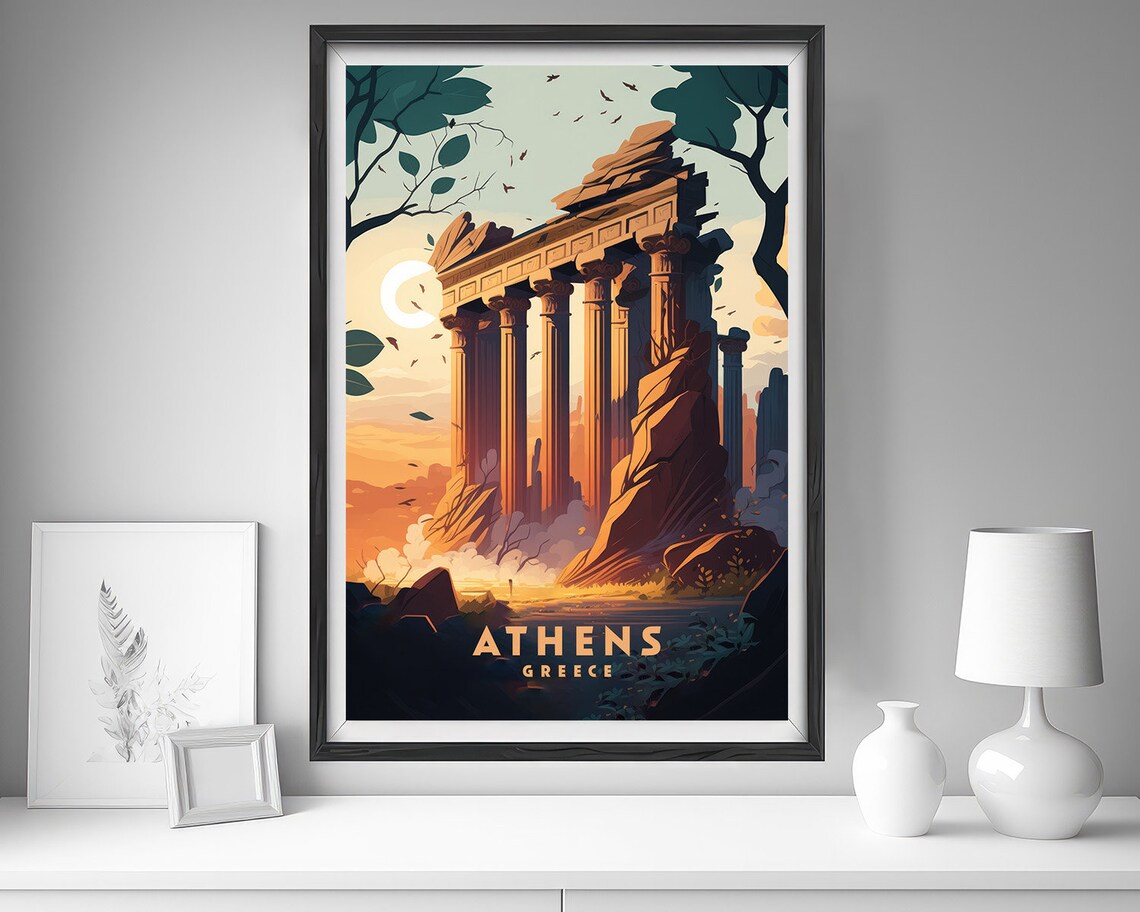 Athens Greece Travel Poster, European Wall Art Print - Image 4