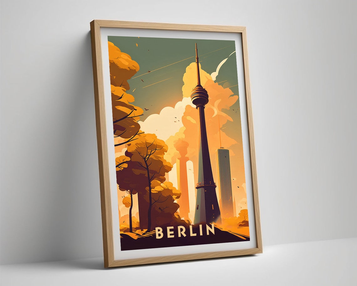 Berlin Germany TV Tower Sunset Skyline City Icon Travel Poster - Image 5