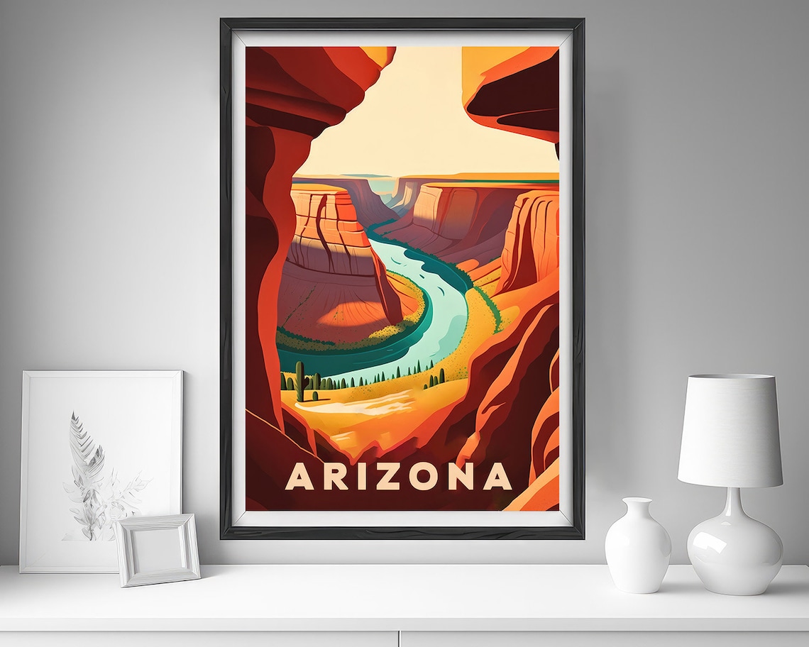 Arizona Horseshoe Bend River Canyon Sunset Vintage Travel Poster - Image 4