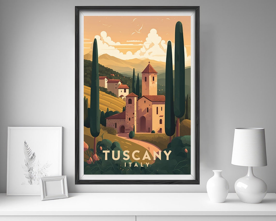 Tuscany Italy Travel Poster Tuscany Italy Wall Art Print Tuscany Italy Painting Tuscany Illustration Tuscany Watercolor Home Decor - Image 4