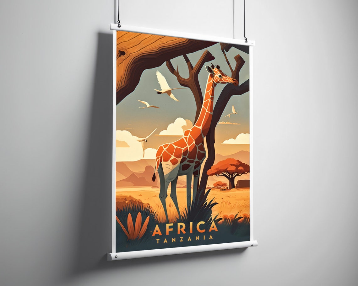 Africa Tanzania Travel Poster Africa Tanzania Wall Art Print Africa Tanzania Painting Illustration Africa Watercolor Home Decor - Image 3