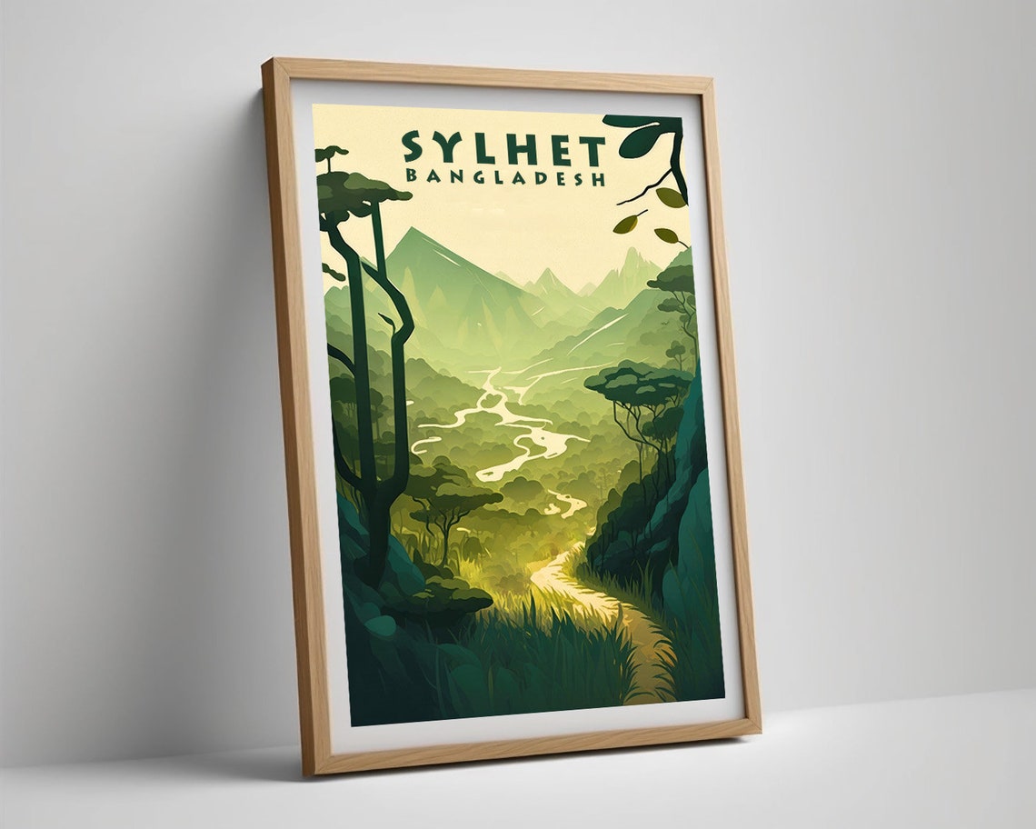Sylhet Bangladesh Travel Poster Sylhet Bangladesh Wall Art Print Bangladesh Painting Illustration India Sylhet Sylhet Home Decor - Image 5
