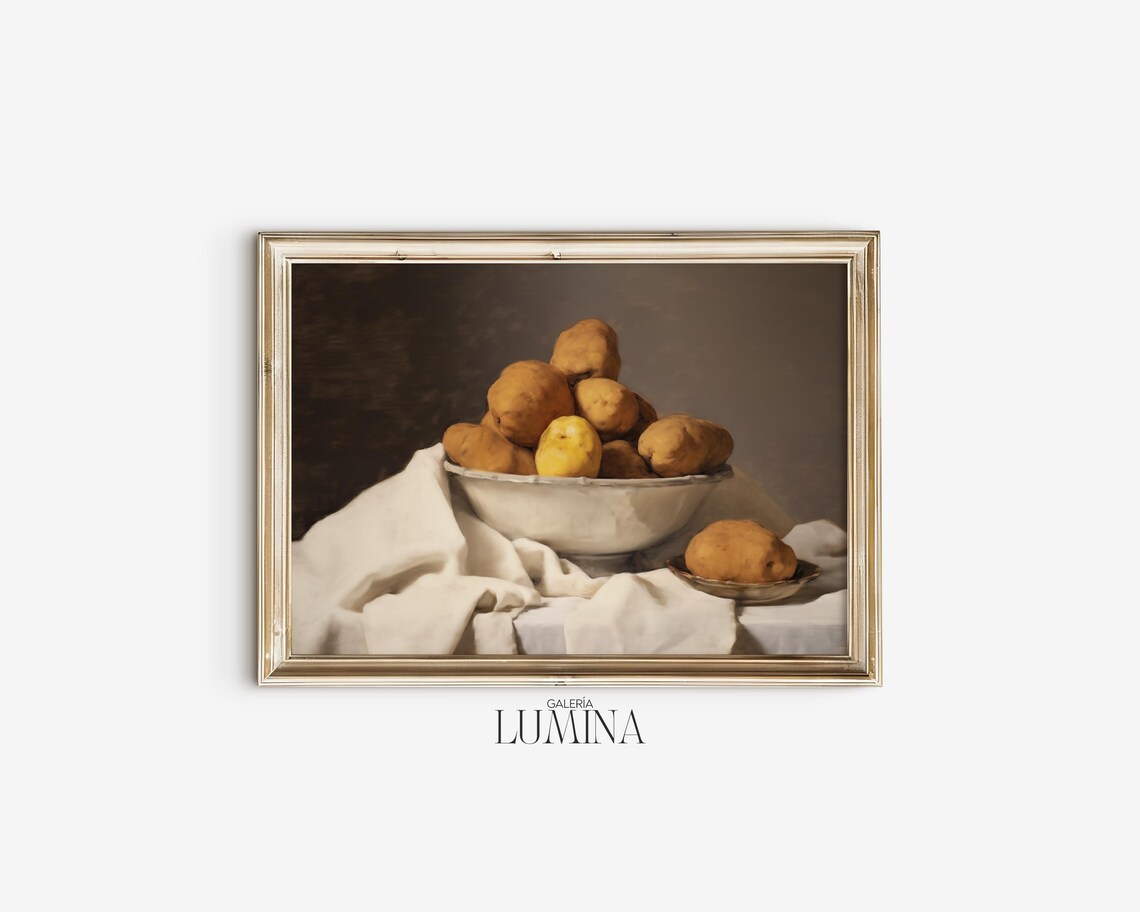 Bowl of Potatoes Still Life, Rustic Kitchen Art Print - Image 2