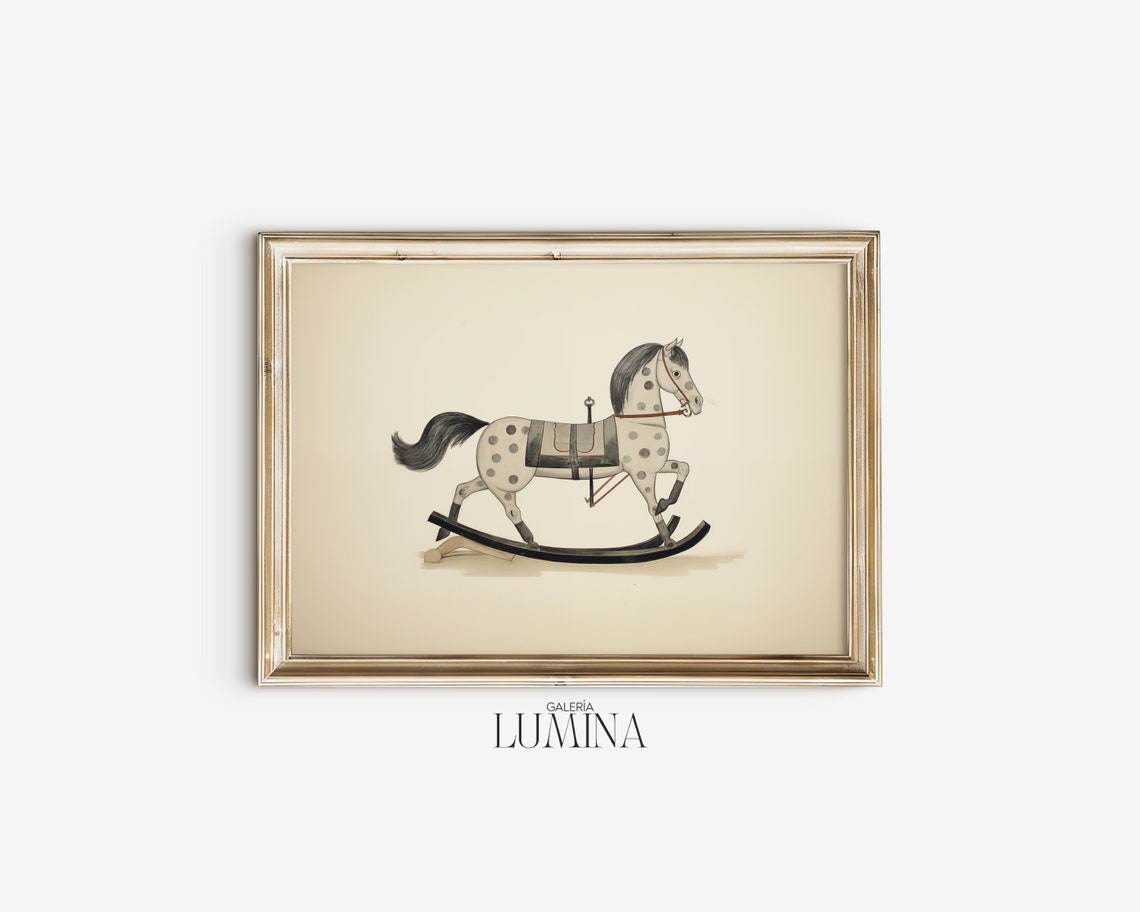 Rocking Horse Traditional Chinese Painting Antique Horse Print Nursery Wall Decor Kids Room Wall Art Art Frame Tv Art 055 - Image 2