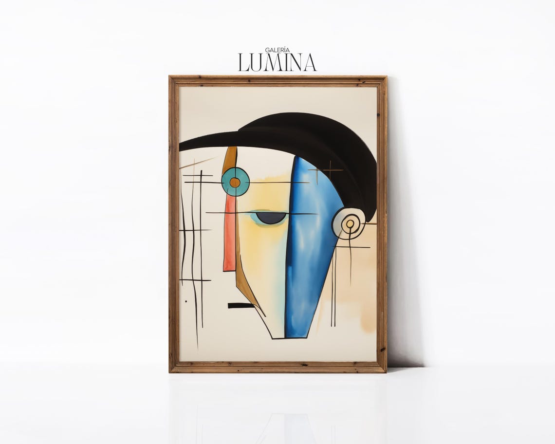 Cubist Abstract Face Painting Geometric Modern Portrait Print Colorful Contemporary Picasso Inspired Art Frame Tv Art 984 - Image 2