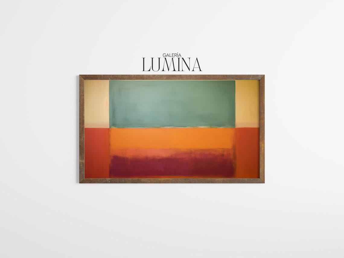 Sage Teal And Rust Color Field Abstract Rothko Inspired Modern Poster - Image 3