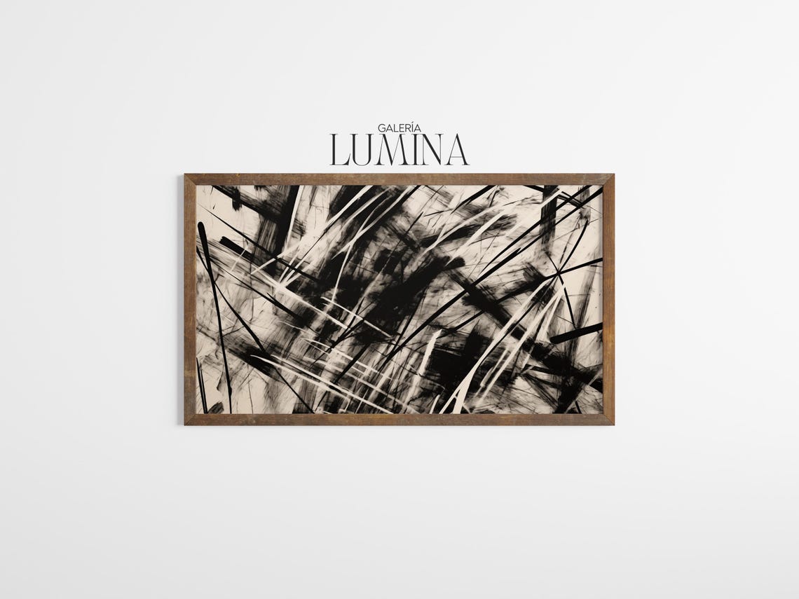 Black White Abstract Scribble Strokes Diagonal Expressive Poster - Image 3
