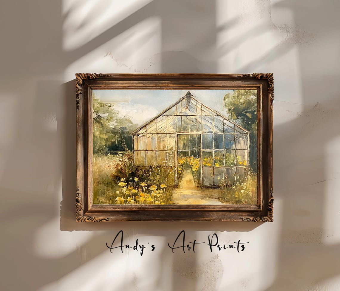 Greenhouse Oil Painting Landscape Wall Art Oil Painting Nature Poster Oil Painting Home Artwork Vintage