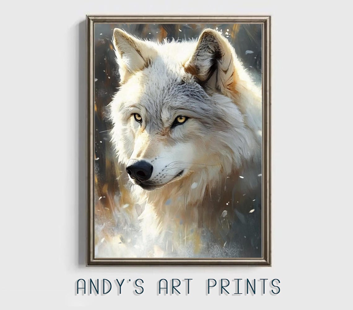 Striking White Wolf Close-Up Portrait In Snowy Winter Scene Poster - Image 3