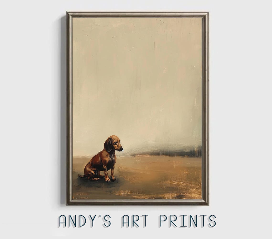 Dog Oil Painting Sausage Dog Portrait Dachshund Pet Lover Canine Animals Print At Home Wall Art Decoration - Image 3
