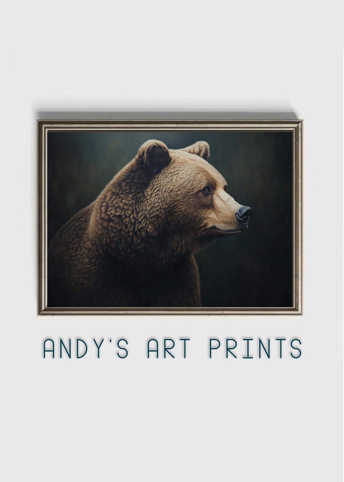 Brown Bear Portrait On Dark Background Wildlife Oil Painting Poster - Image 3