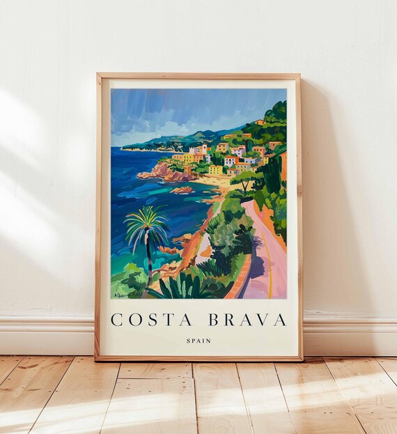 Costa Brava Spain Travel Poster, Mediterranean Coast