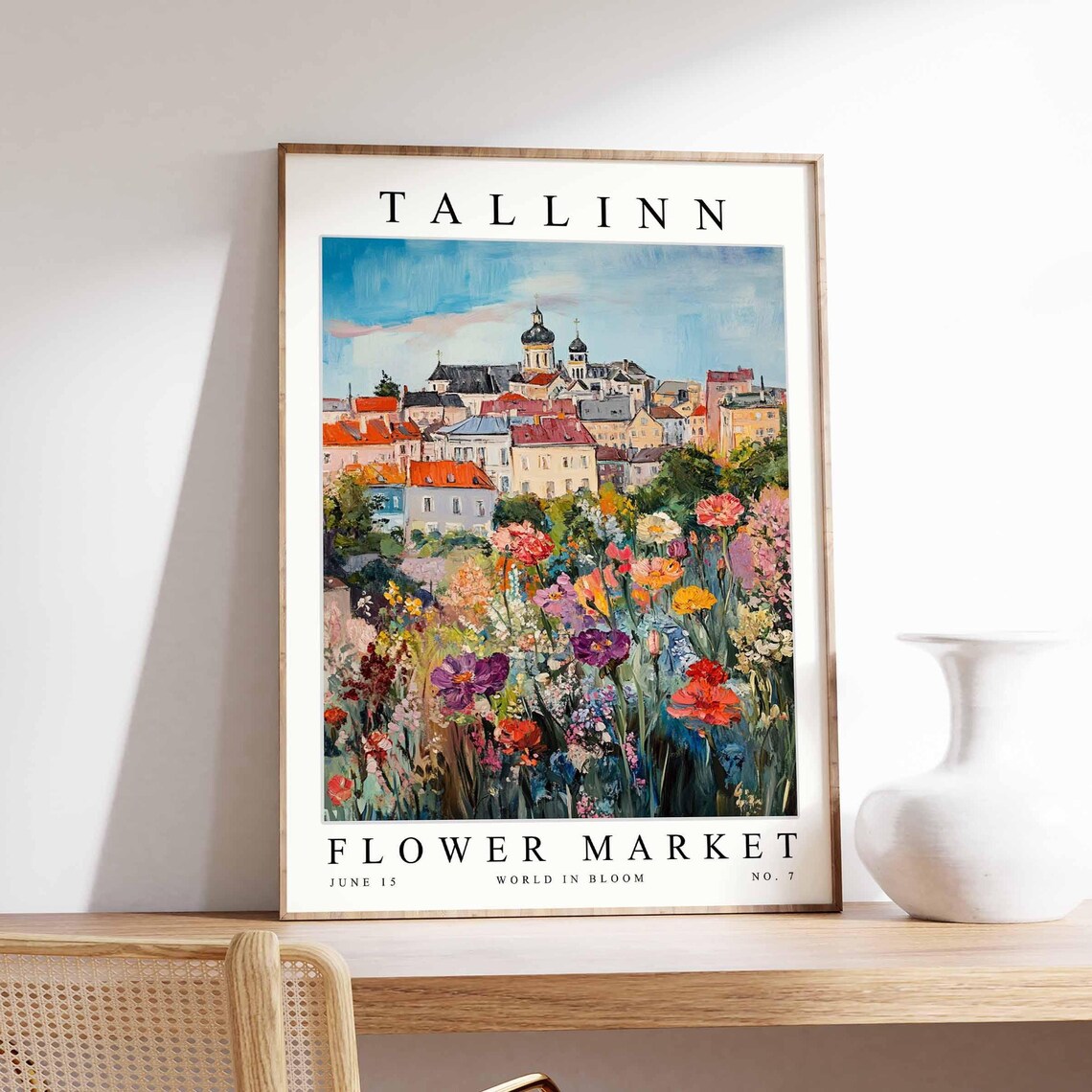Tallinn Flower Market Onion Dome Old Town Wildflower Art Poster