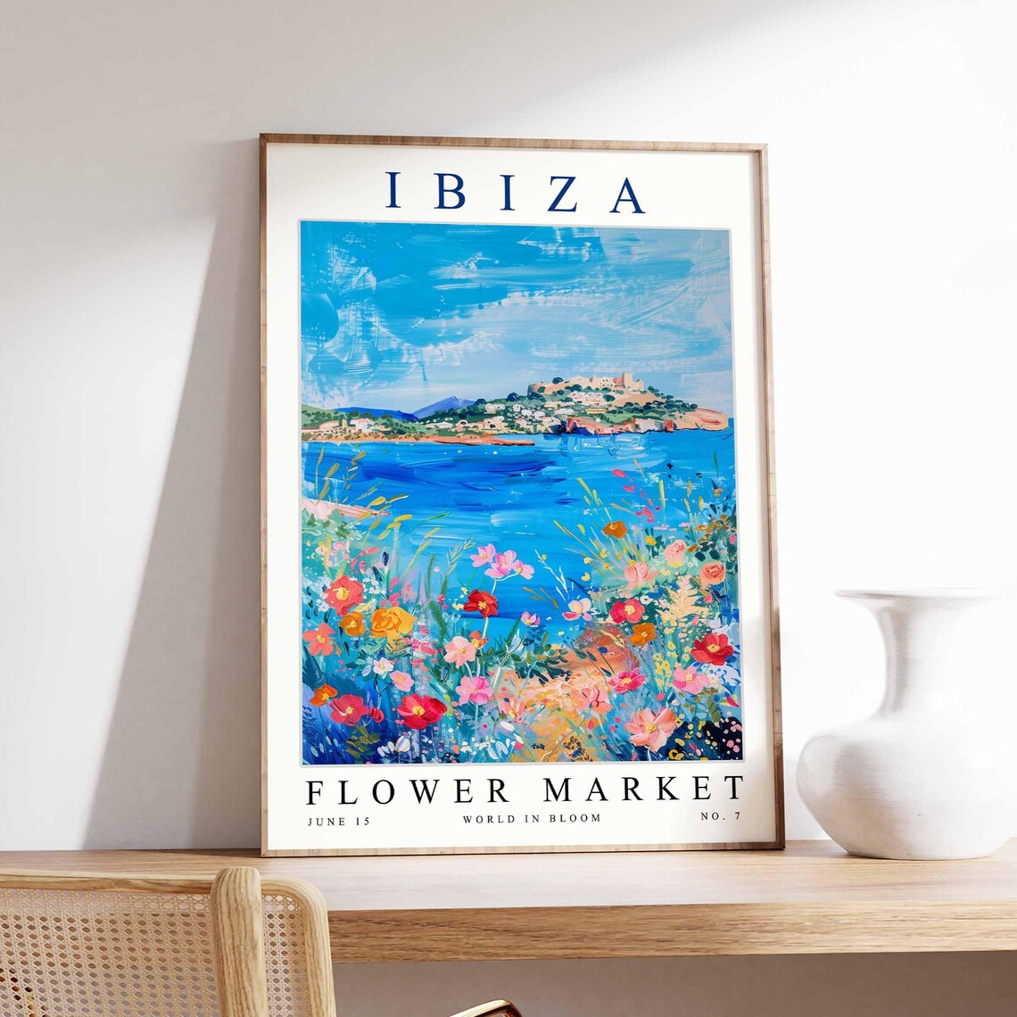 Ibiza Flower Market Island Fortress Bay Wildflower Art Poster