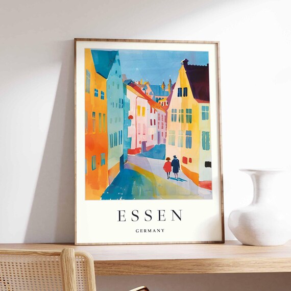 Essen Germany Poster Colorful Cityscape Travel Print