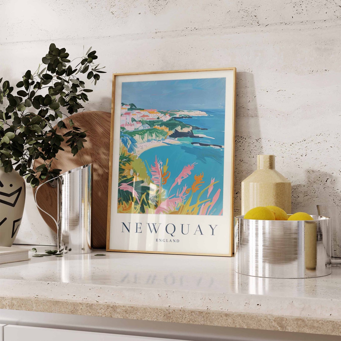 Newquay Poster Newquay Travel Print England Wall Art British Travel Print Tropical Decor Sea Print Newquay Gift Newquay Travel Poster - Image 3