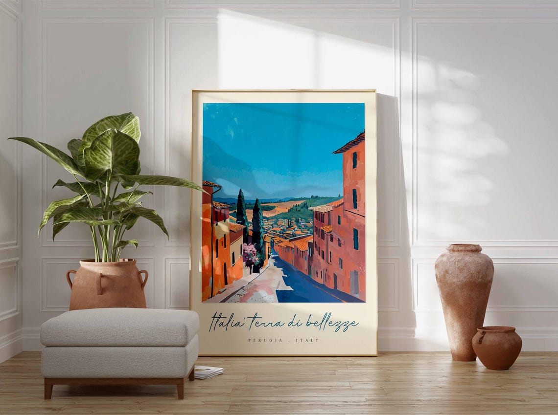 Perugia Poster Italian Travel Print Perugia Travel Art Perugia Wall Art Italy Art Italy Travel Decor Italian Travel Gift - Image 3