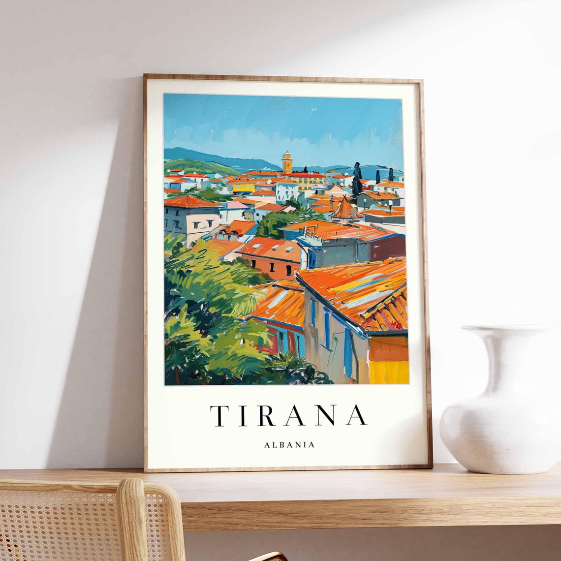 Tirana Albania Terracotta Rooftops Skyline Scenic View Poster
