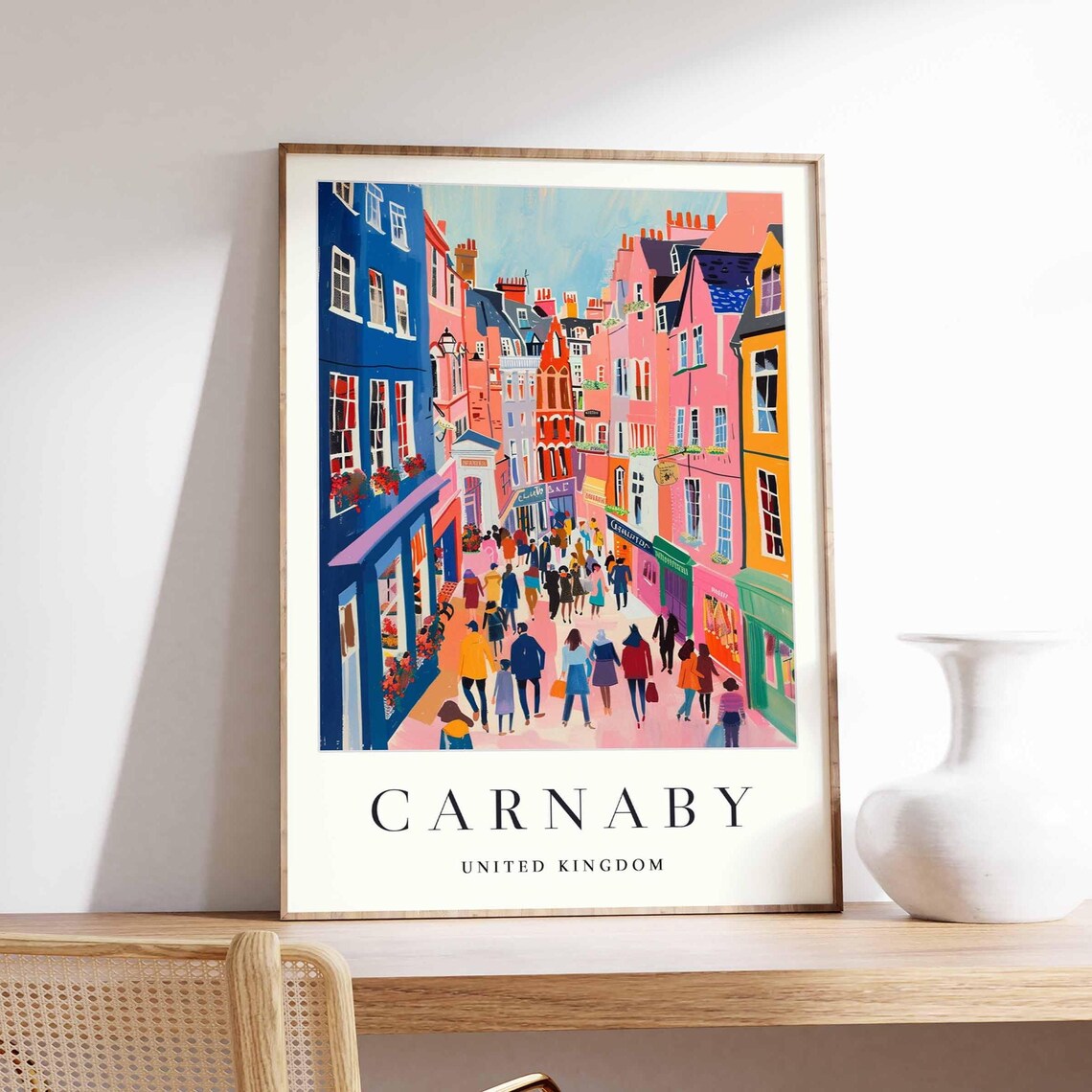 Carnaby London United Kingdom Busy Shopping Street Colorful City Poster