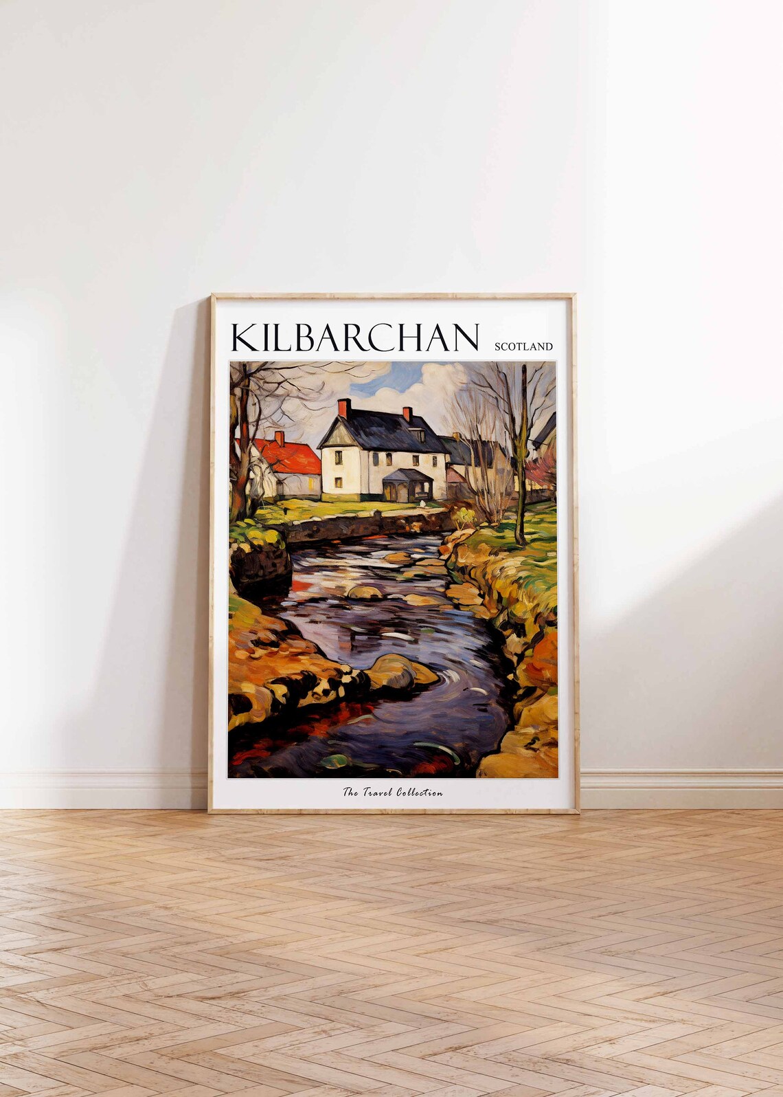 Kilbarchan Scotland Stream Cottages Autumn Woodland Travel Poster - Image 2