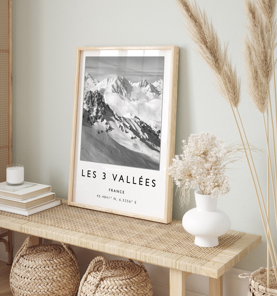 Skiing Travel Poster Les 3 Vallees France Ski Print France Travel Print Skiing Art Skiing Print Winter Sport Art Ski Gift A1a2a3a4 - Image 2