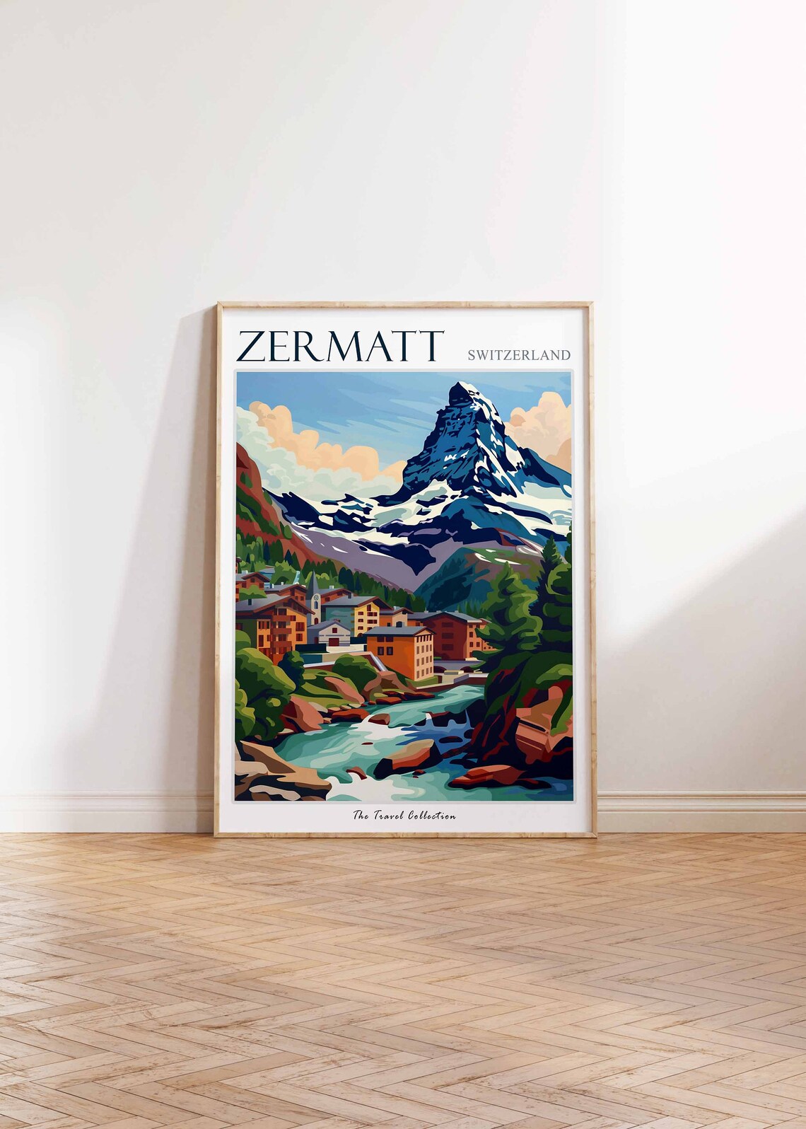 Zermatt Switzerland Matterhorn Alpine Village River Travel Poster - Image 3