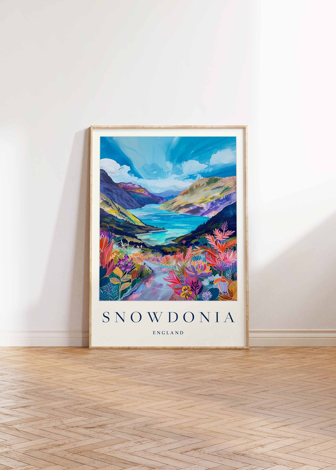 Snowdonia Mountain Lake Valley Wildflower Meadow England Poster - Image 2