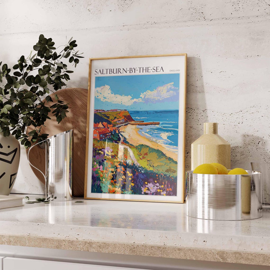 Saltburn By The Sea Poster Uk Travel Poster Coastal Wall Art British Art Uk Home Decor Vintage Seaside Poster Saltburn By The Sea Art - Image 3